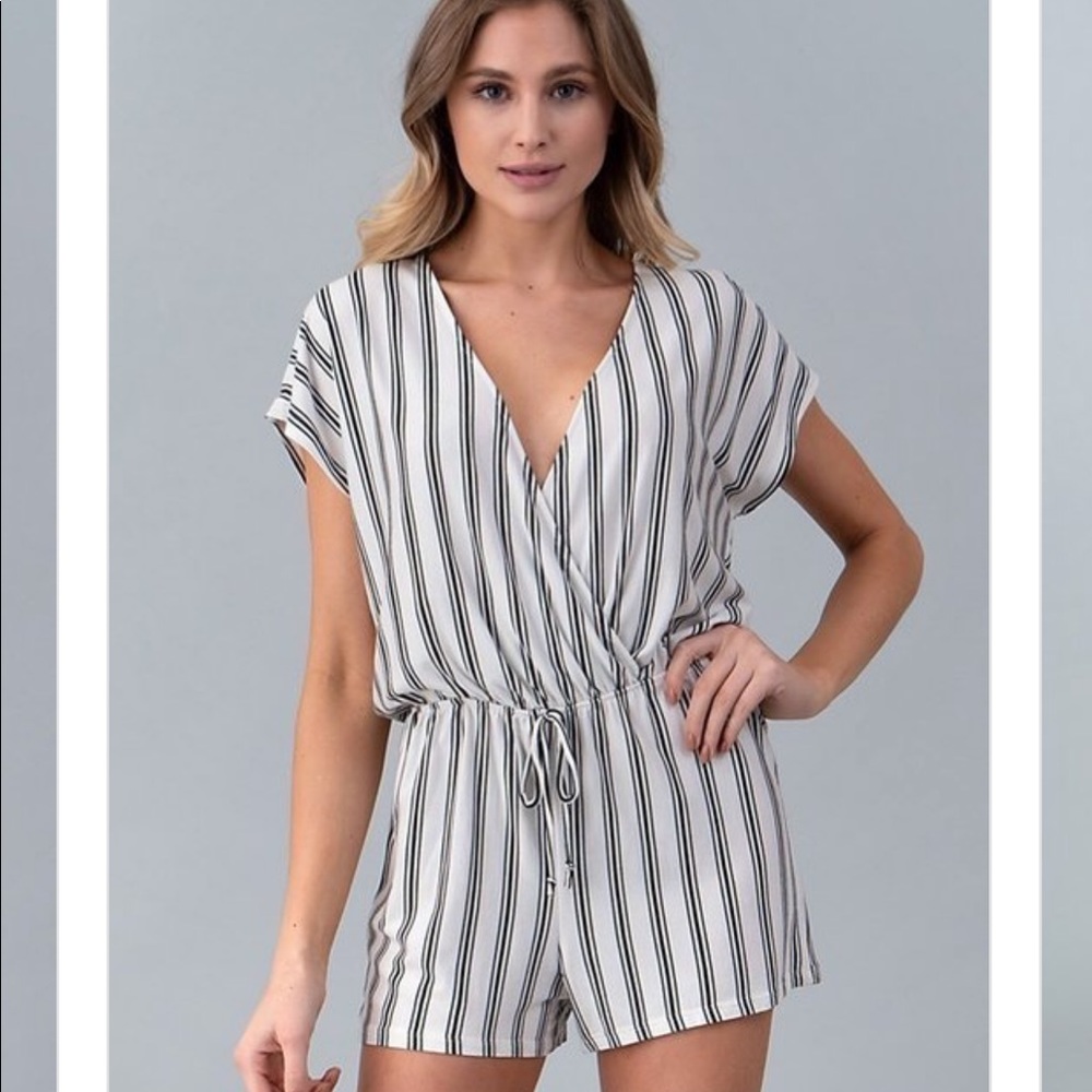 Vertical Stripped V Romper